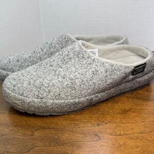 LL Bean Womens Gray Knit Sweater Clogs Mules Slipper Scuff, sz 8